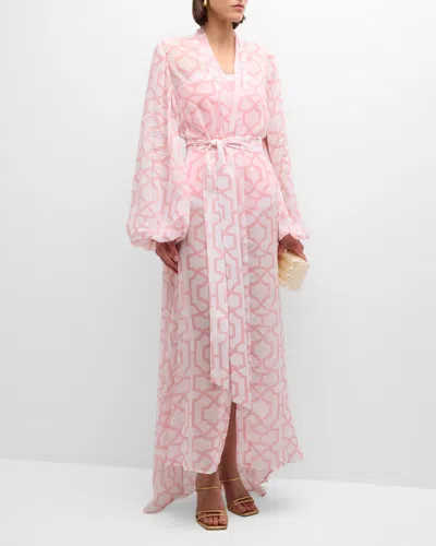 Alexandra Miro Greta Two-tone Tile Gown In Tile Print Pink White
