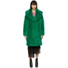 MSGM Green Long Faux Fur Coat