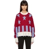 MSGM Red Short Stars & Stripes Sweater