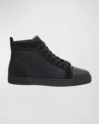 Christian Louboutin Men's Louis Orlato Tonal Textile High-top Sneakers In Black