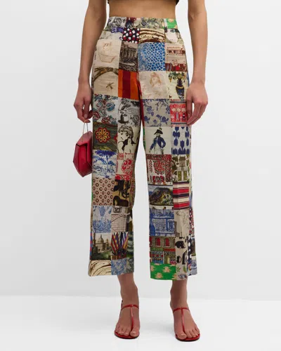 Libertine Bloomsbury Collage Wide-leg Crop Pants In Mul