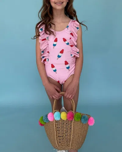 Lola + The Boys Kids' Girl's Pinkie Bomb Pop One-piece Swimsuit