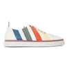 THOM BROWNE White & Multicolor Diagonal Stripe Sneakers