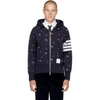 THOM BROWNE Navy Classic Four Bar Skier Icon Zip Up Hoodie
