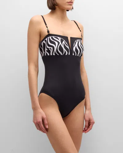 Lise Charmel Ondes Marines Soft Cup One-piece Swimsuit In Ob/ondes Bicolores