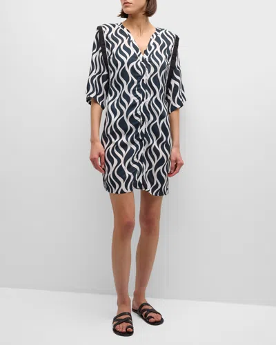 Lise Charmel Two-tone Wave Beach Shirt Coverup In Ob/ondes Bicolores