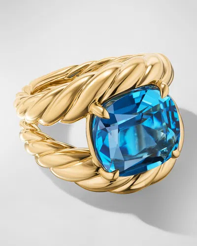 David Yurman Marbella Ring With Gemstone In 18k Gold, 20mm In Blue