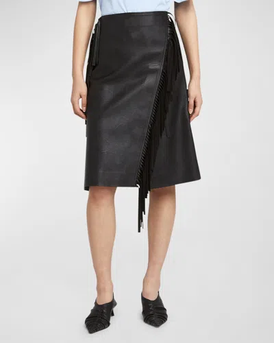 Stella Mccartney Alter Mat Faux Leather Fringe Skirt In 1000 Black