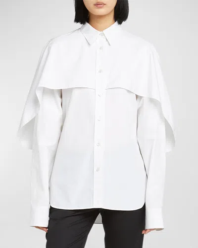 Stella Mccartney Balloon Cape Button-down Shirt In 9000 Pure White