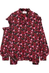 MAGDA BUTRYM Forli cold-shoulder ruffled floral-print silk-crepe blouse