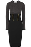 ALTUZARRA URSULA TWO-TONE LACE UP-DETAILED KNITTED DRESS