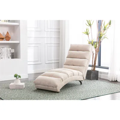 Simplie Fun Linen Chaise Lounge Indoor Chair In Neutral
