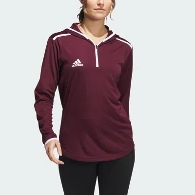 Adidas Originals Women's Adidas Team Issue Hooded Long Sleeve Tee In Red