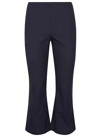 Liviana Conti Cropped Flared Cotton Blend Trousers In Blue