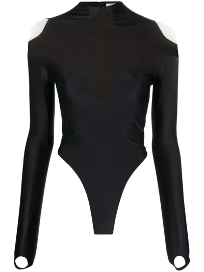 Mugler Eco Sport Lycra Bodysuit In Black