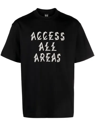 44 Label Group Slogan-print Cotton T-shirt In Black  