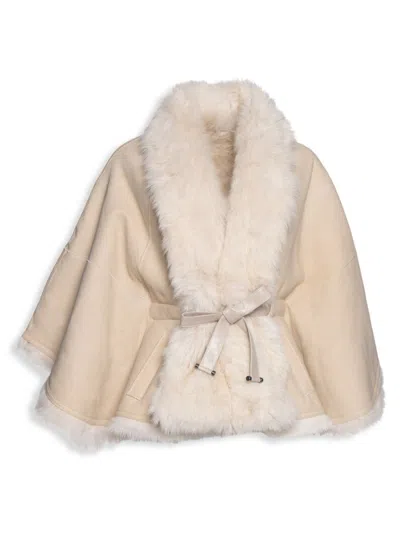 Wolfie Furs Women's Made For Generation Shearling Cape In Vanilla