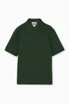 Cos Short-sleeved Zip-up Polo Shirt In Green