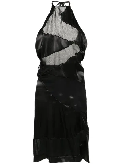 Feben Spiral Panelled Midi Dress In Schwarz