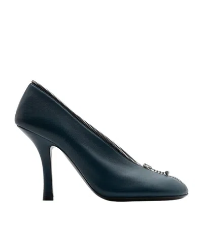 Burberry Baby Zip 100mm Leather Pumps In Blue
