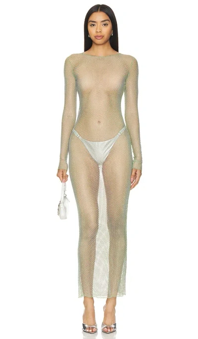 Kim Shui Fishnet Long Sleeve Dress In Nude