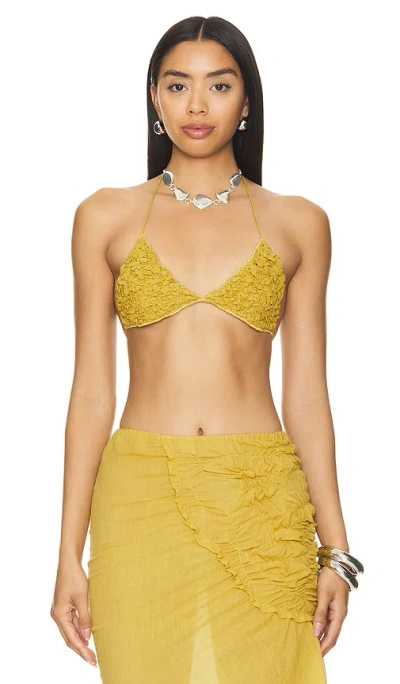 Tg Botanical Bouton Top In Mustard