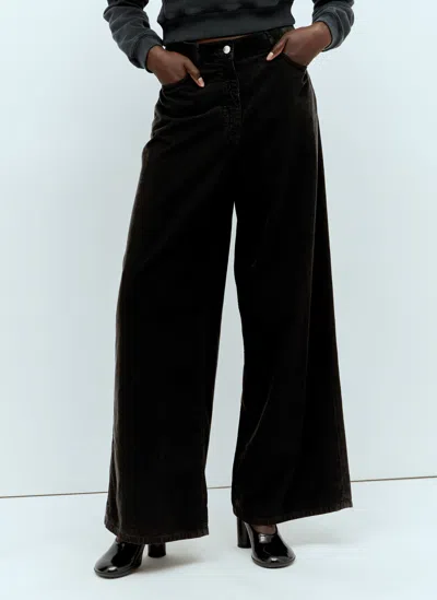 The Row Chan Cotton-corduroy Wide-leg Trousers In Black