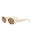 Celine Men's Triomphe Acetate Oval Sunglasses In Flax Dark Brown