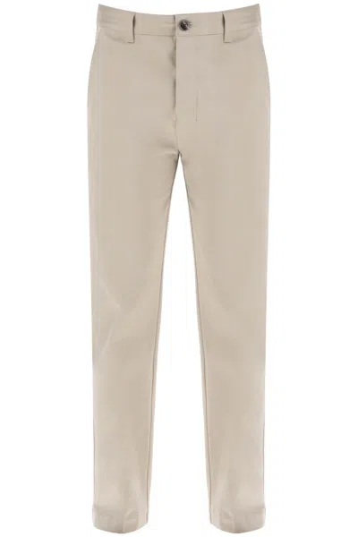 Ami Alexandre Matiussi Cotton Satin Chino Pants In In Beige
