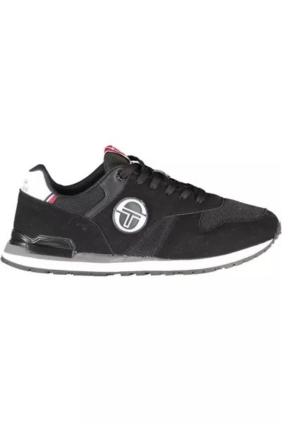 Sergio Tacchini Chic Contrasting Lace-up Sneakers In Black