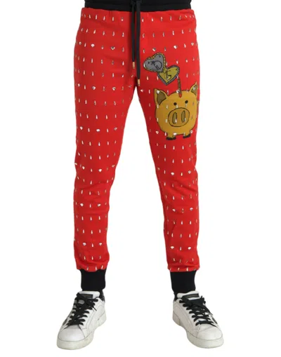 Dolce & Gabbana Red Year Of The Pig Jogger Sweatpants Trousers
