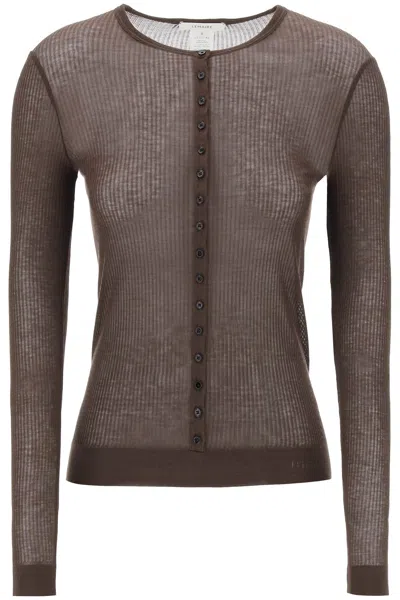 Lemaire Seamless Rib Top With Buttons In Brown