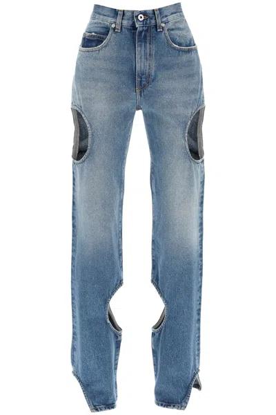 Off-white Meteor Cut-out Jeans In Blue
