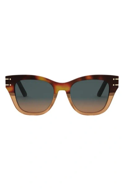 Dior Signature Square Sunglasses, 52mm In Havana/gray Gradient