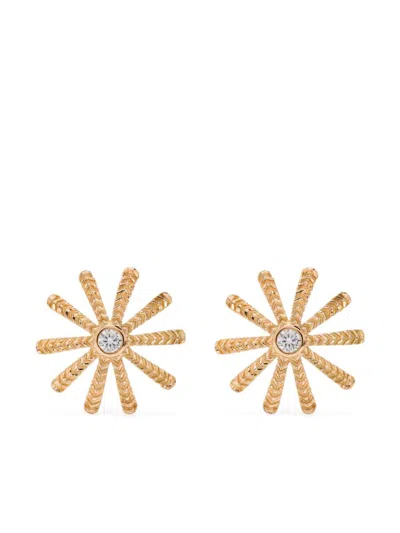 Harwell Godfrey 18kt Yellow Gold Tiny Sunflower Diamond Earrings Stud