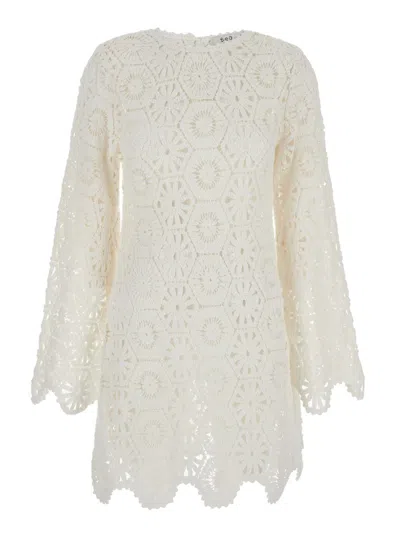 Sea Nyc 'lakshmi' White Mini Tunic Dress In Crochet Woman