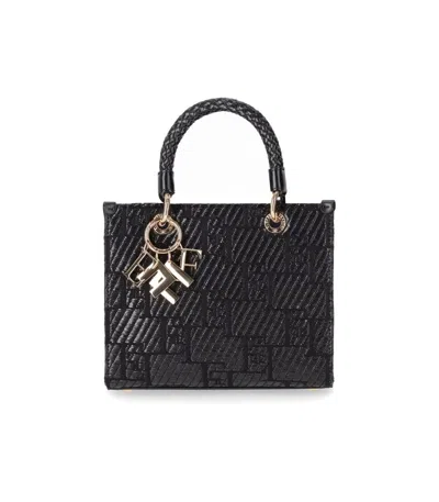 Elisabetta Franchi Black Jacquard Raffia Small Handbag