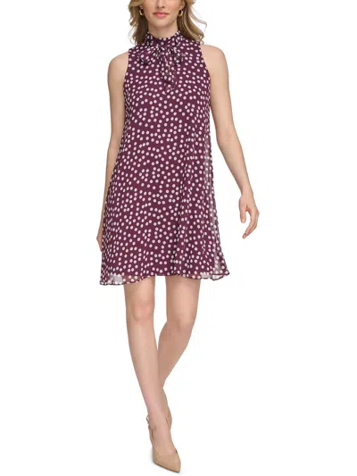 Calvin Klein Womens Mini Polka Dot Shift Dress In Multi