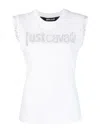 Just Cavalli Woman T-shirt White Size L Cotton