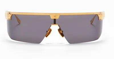 Balmain Major Half-rimmed Titanium Shield Sunglasses In Gold