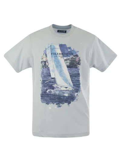Vilebrequin Graphic-print Cotton T-shirt In Light Blue