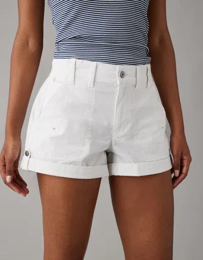 American Eagle Outfitters Ae Snappy Stretch 4" Perfect Cargo Short In White