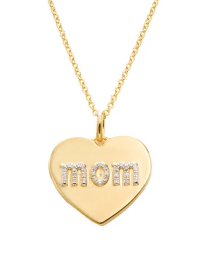 Saks Fifth Avenue Women's 14k Goldplated Sterling Silver & 0.10 Tcw Diamond Mom Heart Pendant Necklace