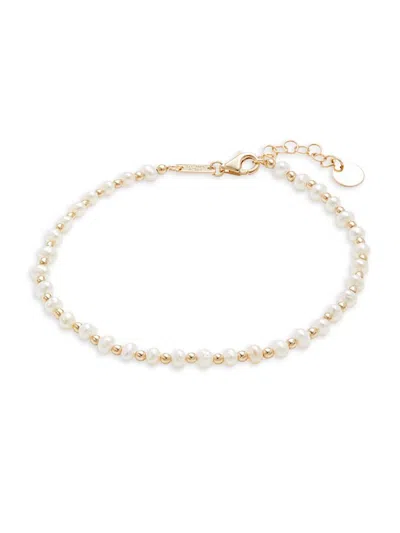 Saks Fifth Avenue Women's 14k Yellow Gold & 3mm Freshwater Pearl Beaded Bracelet