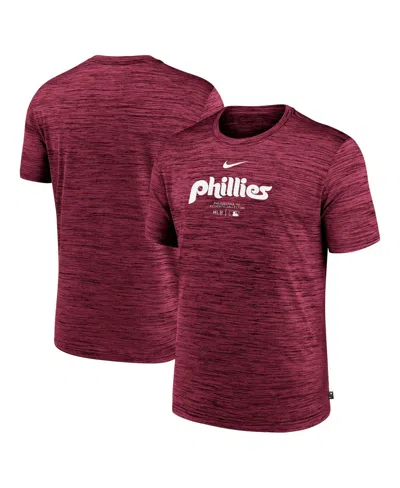 Nike Men's Burgundy Philadelphia Phillies Authentic Collection Velocity Performance Practice T-shirt In Red
