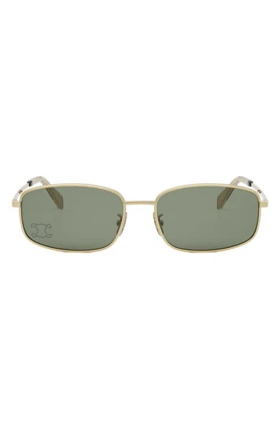 Celine Women's Triomphe 60mm Rectangular Sunglasses In Shiny Endura Gold / Green
