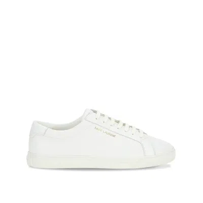 Saint Laurent Andy Low Top Leather Sneakers In White
