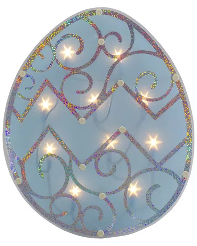 Northlight 12" Lighted Easter Egg Window Silhouette Decoration In Blue