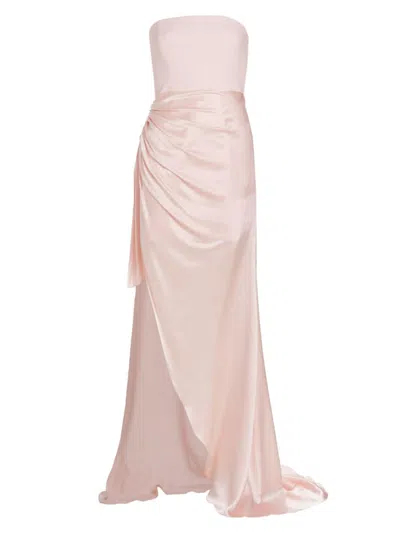 Cinq À Sept Rania Draped Gown In Icy Pink