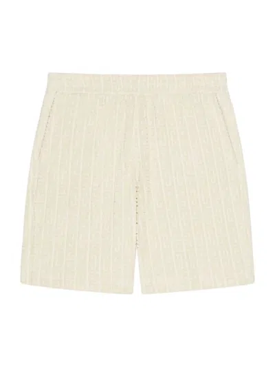 Givenchy Men's Bermuda Shorts In 4g Towelling Cotton Jacquard In Ivory